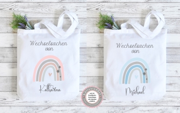 2 Varianten Tasche Regenbogen Sterne Herzen Wechselwäsche Wechselkleidung für Kindergarten  KITA Kindergarten Einschulung von Lüttentüddel®